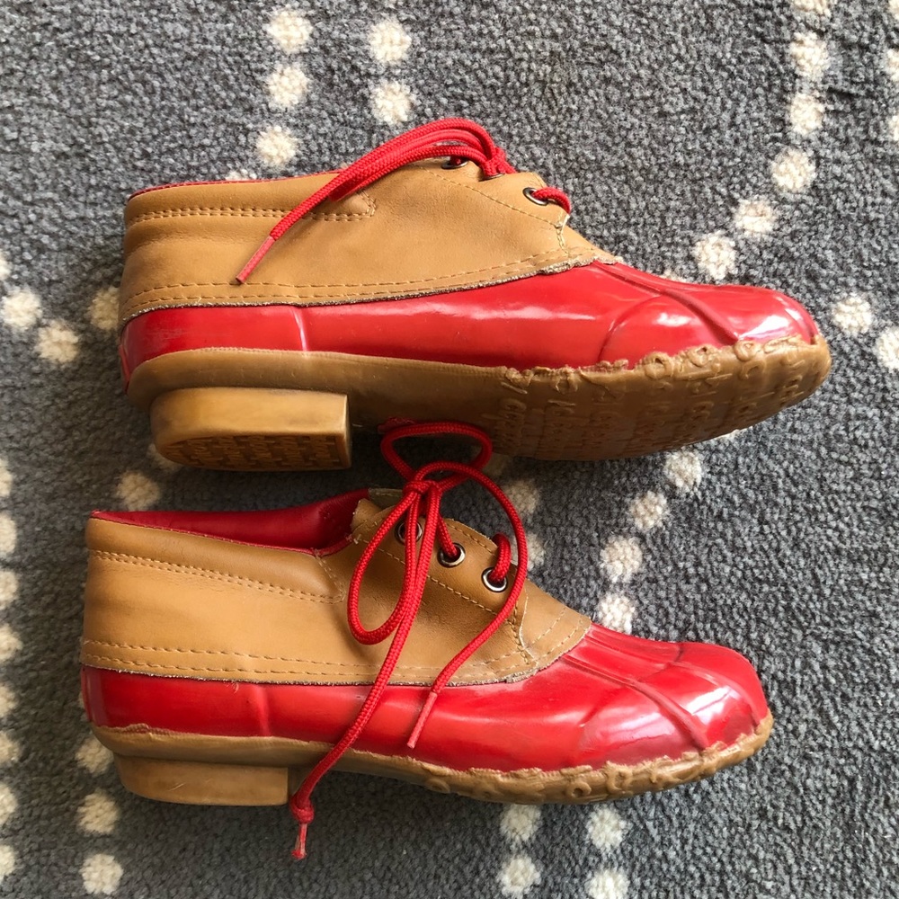 (Igloo) VINTAGE Ankle Galoshes Red/Tan - SIZE 7